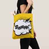Tekening van de kunstspraak van de pop met tekst. tote bag (Dichtbij)