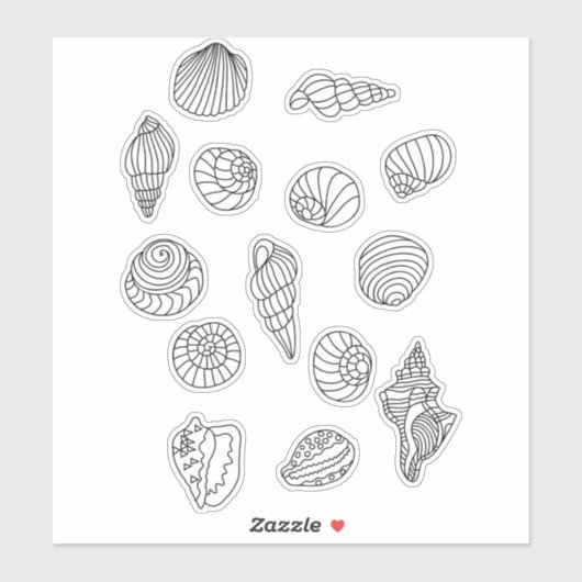 Tekening van de lijn Schelpvissen Sticker (Vel)