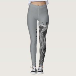 Tekening van de Pitbull Dog Animal Art op verf Leggings