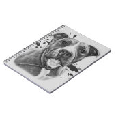 Tekening van de Pitbull Dog Animal Art op verf Notitieboek (Linkerzijde)