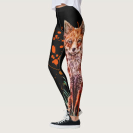 Tekening van de rode vossenkunst en de Oranje verf Leggings