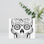 Tekening van de schedel met zwarte inkt op witte a briefkaart (Staand voorkant)