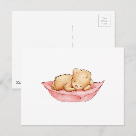 Tekening van de slapende Teddy Bear Briefkaart (Voorkant / Achterkant)