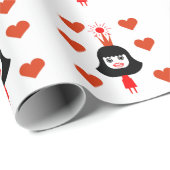 Tekening van de tekenfilm Queen of Hearts Cadeaupapier (Rol Hoek)