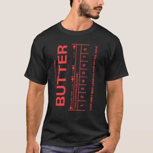 Tekening van de verpakking van de boter t-shirt (Voorkant)