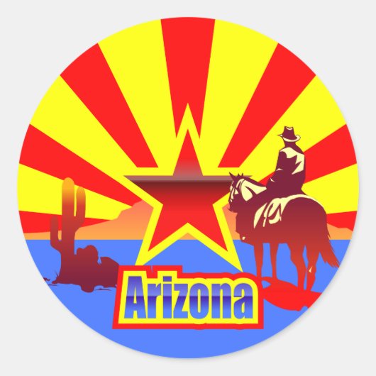  tekening van de vlag van de staat Arizona Ronde Sticker (Voorkant)