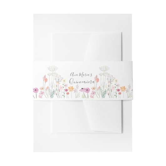 Tekening van de Waterverf van het wild-bloemveld Uitnodigingen Wikkel (Voorkant Voorbeeld)