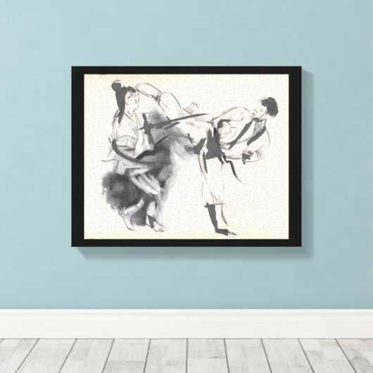 Tekening van de zijkant van de boomkunst canvas afdruk (Insitu (Houten vloer))