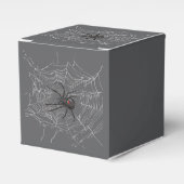 Tekening van de zwarte weduwespin en spinnenweb-ku bedankdoosjes (Voorkant Zijde)