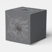 Tekening van de zwarte weduwespin en spinnenweb-ku bedankdoosjes (Achterkant)
