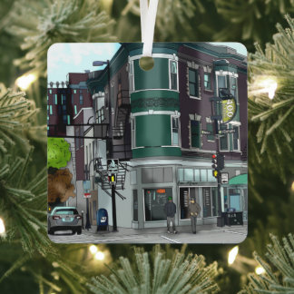 Tekening van Downtown Madison, Wisconsin Kerstmis Metalen Ornament