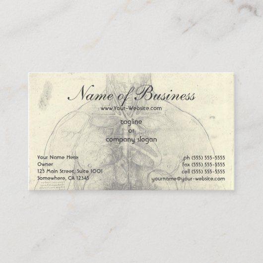 Tekening van een damesromp door Leonardo da Vinci Visitekaartje