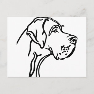 Tekening van een Deense Dog kop Briefkaart