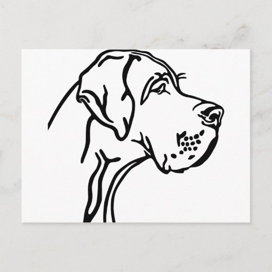Tekening van een Deense Dog kop Briefkaart (Voorkant)