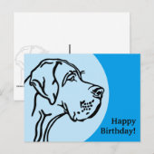 Tekening van een Deense Dog kop Briefkaart (Voorkant / Achterkant)