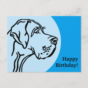 Tekening van een Deense Dog kop Briefkaart