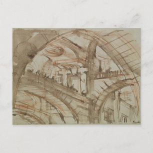 Tekening van een denkbeeldige gevangenis briefkaart