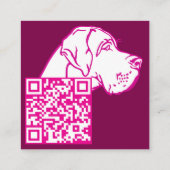 Tekening van een Dog en QR-code Vierkante Visitekaartje (Achterkant)