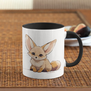 Tekening van een Fennec, Desert Fox, in Cartoon-st Mok