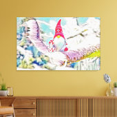  tekening van een gnoom op een sneeuwboom canvas afdruk (Insitu (Woonkamer))