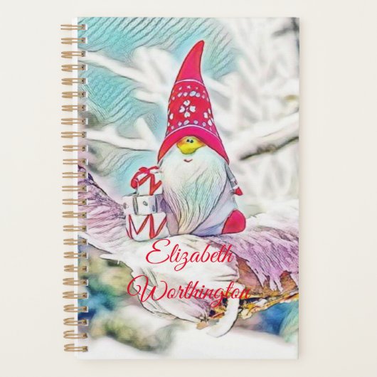 tekening van een gnoom op een sneeuwboom planner (Voorkant)