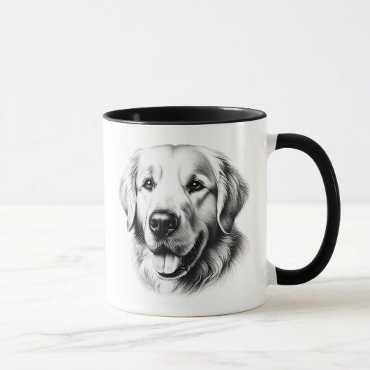 Tekening van een Golden Retriever Mok (Rechts)