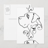 Tekening van een Great Dane kop Briefkaart (Voorkant / Achterkant)
