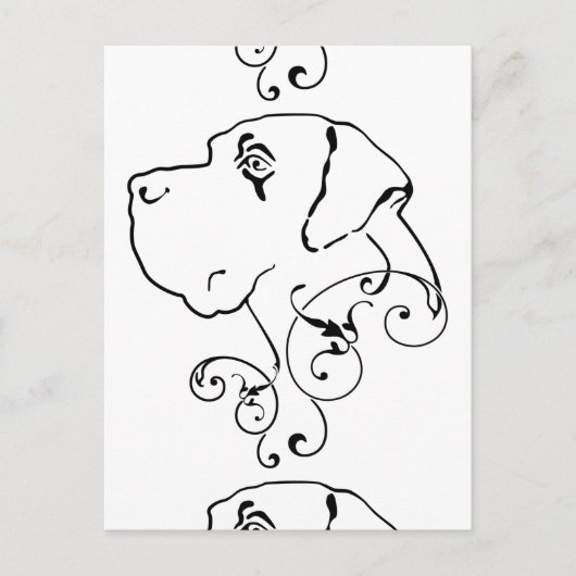 Tekening van een Great Dane kop Briefkaart (Voorkant)