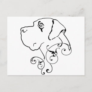 Tekening van een Great Dane-kop Briefkaart