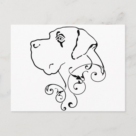 Tekening van een Great Dane-kop Briefkaart (Voorkant)