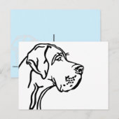 Tekening van een Great Dane kop Briefkaart (Voorkant / Achterkant)