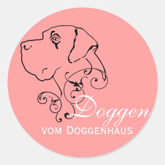 Tekening van een Great Dane kop Ronde Sticker (Voorkant)