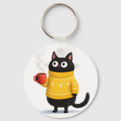 tekening van een kat sleutelhanger (Voorkant)
