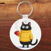 tekening van een kat sleutelhanger (Voorkant)