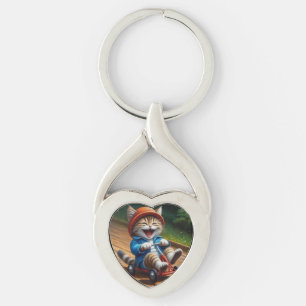 Tekening van een kat sleutelhanger