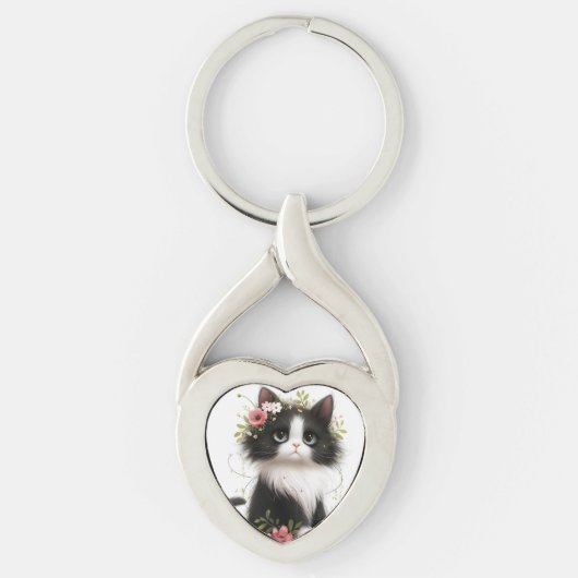 Tekening van een kat sleutelhanger (Voorkant)