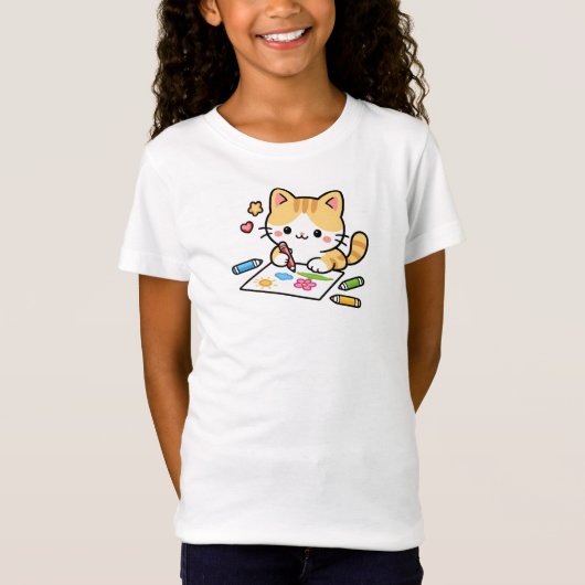 Tekening van een kat t-shirt (Voorkant)