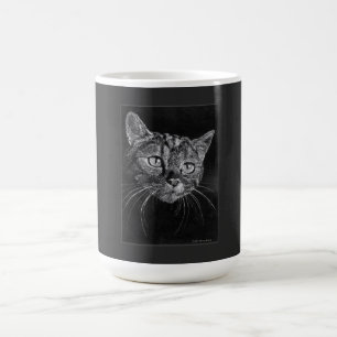 Tekening van een kattengezicht door Mark Edward We Koffiemok