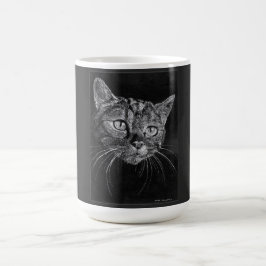 Tekening van een kattengezicht door Mark Edward We Koffiemok
