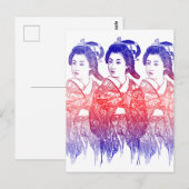 Tekening van een kimono dame briefkaart (Voorkant / Achterkant)