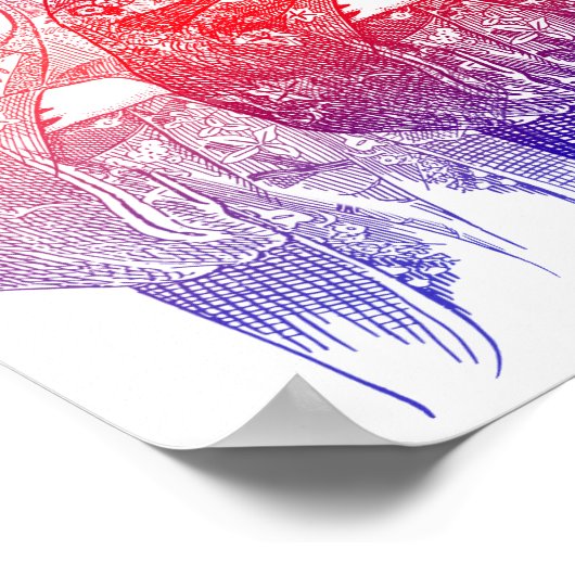 Tekening van een kimono dame poster (Hoek)