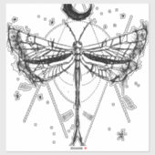 Tekening van een libel in maanlicht Boho stijl Sticker (Vel)