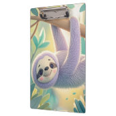 Tekening van een luiaard die ondersteboven aan een klembord (Links)