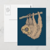 Tekening van een luiaard die ondersteboven hangt briefkaart (Voorkant / Achterkant)