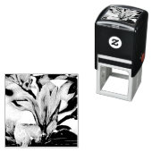 Tekening van een magnoliebloementak  zelfinktende stempel (In situ)