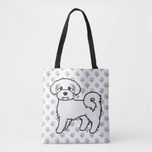 Tekening van een Maltese zoete cartoon hond & pote Tote Bag
