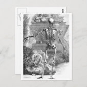 tekening van een naar achteren gericht skelet briefkaart (Voorkant / Achterkant)