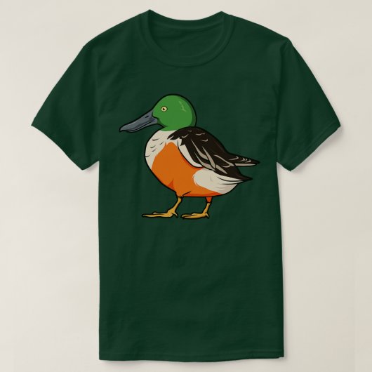 Tekening van een Noordelijke Shoveler T-shirt (Design voorkant)
