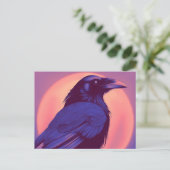 Tekening van een paarse zwarte raaf briefkaart (Staand voorkant)