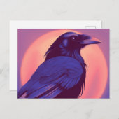 Tekening van een paarse zwarte raaf briefkaart (Voorkant / Achterkant)